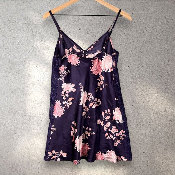 Morgan Taylor Intimates Satin Floral Slip Women's S Purple Lace Y2K Fairycore - Picture 4 of 8